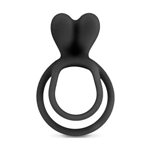 Double cockring noir avec stimulateur de clitoris 